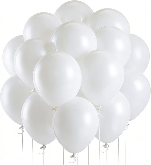 LOLStar White Latex Balloons - 100 Pcs 12-Inch Round Balloons for Wedding & Party Decorations