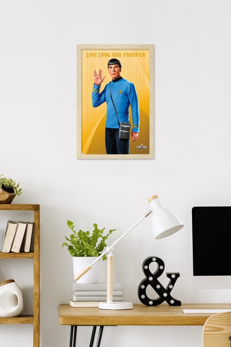 Star Trek: Universe - Spock, Live Long and Prosper Wall Poster, 22.4L" x 14.7W", Blonde Framed Version