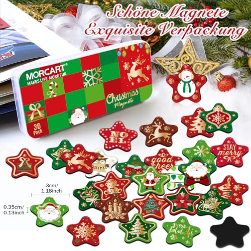 Morcart Xmas 1375 Star Christmas Refrigerator Magnets 30PCS Holiday Decor