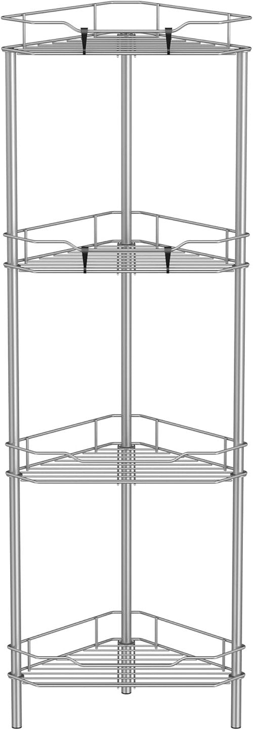 HuggieGems 4-Tier Corner Shower Caddy Organizer - Bathroom Shelf Stand Rack in Gray