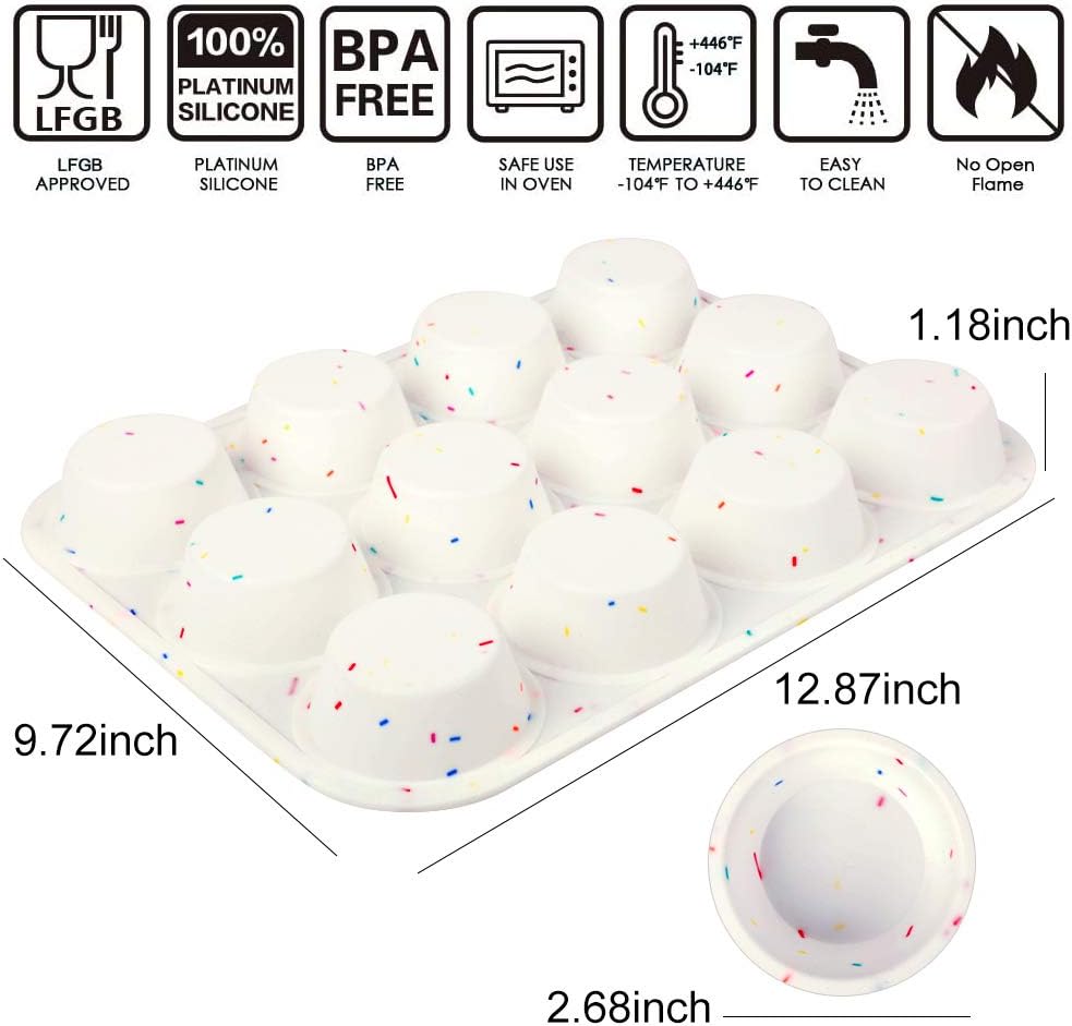 Silicone Muffin Pan by SHEbaking - Non-Stick 12-Cup Baking Tray for Easy Release | BPA-Free & Durable