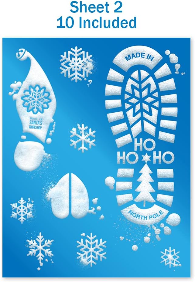 Santa Footprints - 180 Ct Floor Stickers Kit with Reindeer & Elf Designs for Holiday Fun