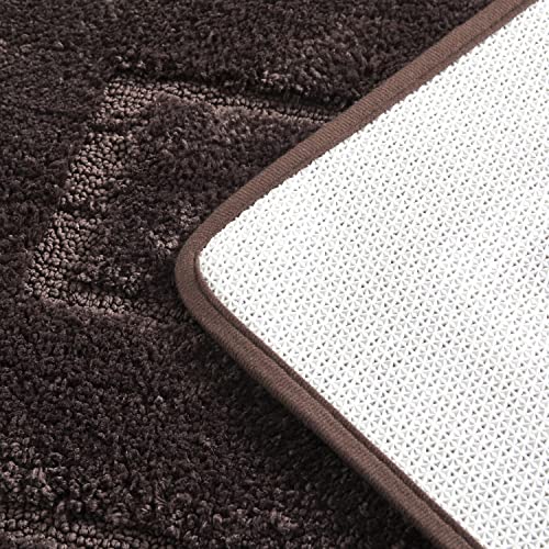 WPM Complete Bathroom Set - Leaf Print Shower Curtain, Rugs & Towels (Brown)