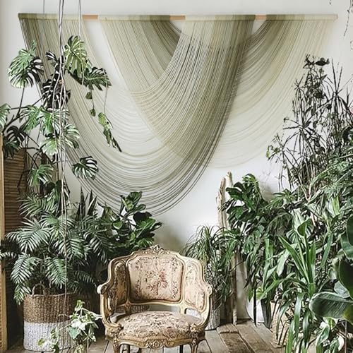 Large Macrame Wall Hanging Tapestry - Moss Green Dip Dyed Ombre (57" x 39")