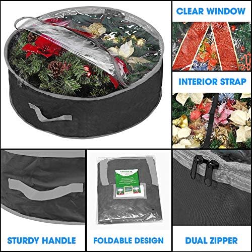Primode Wreath Storage Bag 36" - Durable 600D Oxford Container with Clear Window for Easy Holiday Storage