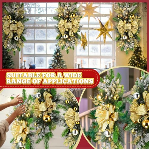 24-Inch Christmas Teardrop Swag with Berries, 4-Pack Artificial Garland