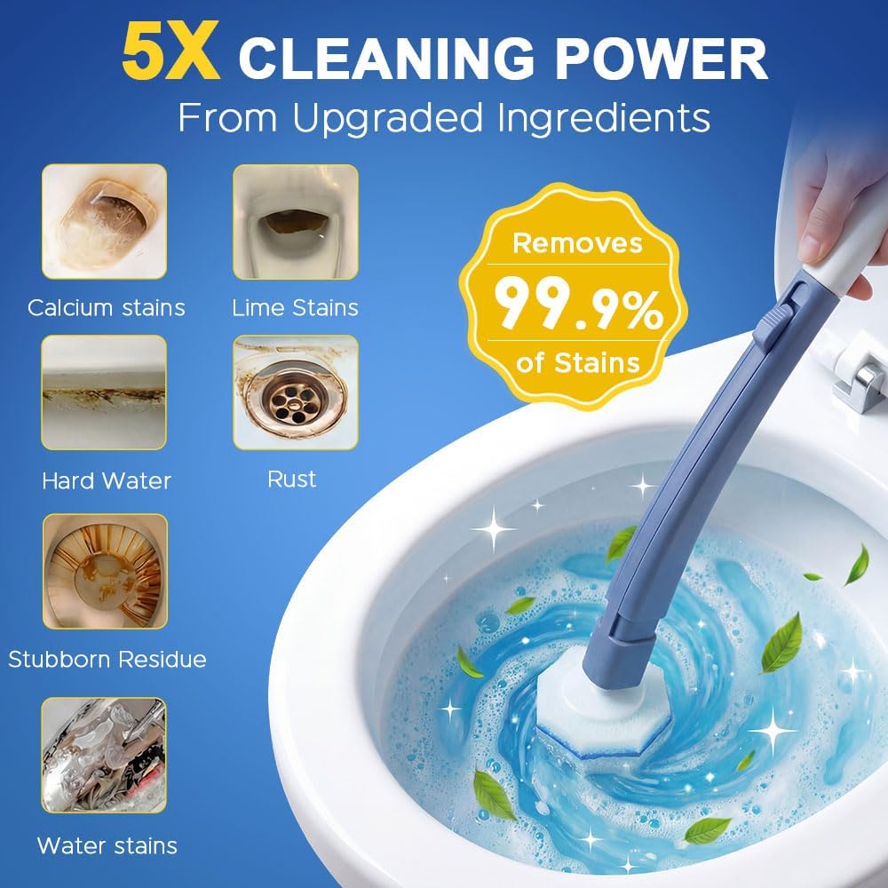 Roundsquare Disposable Toilet Bowl Cleaner - 40 Disinfecting Refill Heads & Storage Caddy Kit