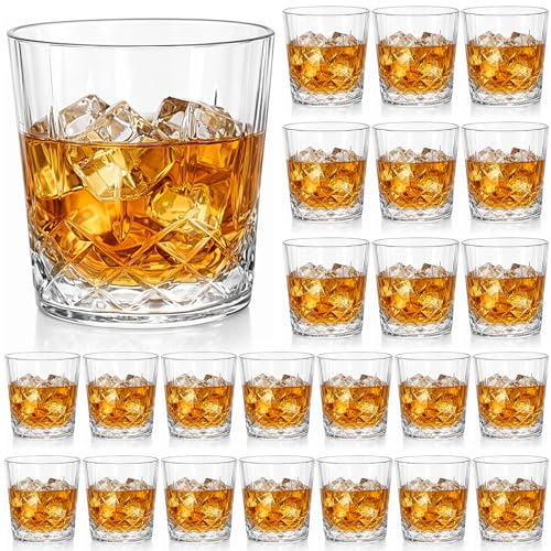 10 oz Plastic Whiskey Glasses Set of 24 - Clear Shatterproof Cocktail Glassware