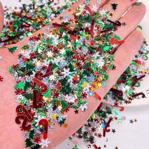 Christmas Confetti 4800 pcs Glitter Snowflakes Candy Canes Tree Decor