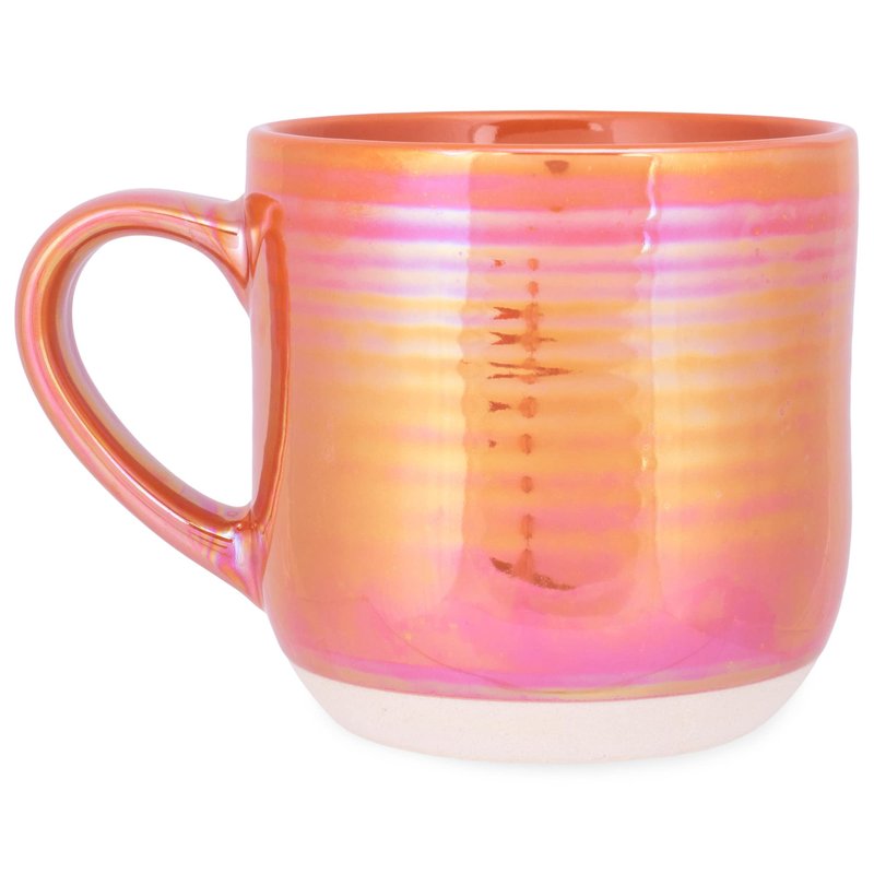 Elanze Designs Glossy Reactive Glaze Large 17 Fluid Ounce Everyday Kitchen Food Grade Ceramic Stoneware Coffee Mug Cup with Comfort Curved Handles, Set of 4, Burnt Orange
