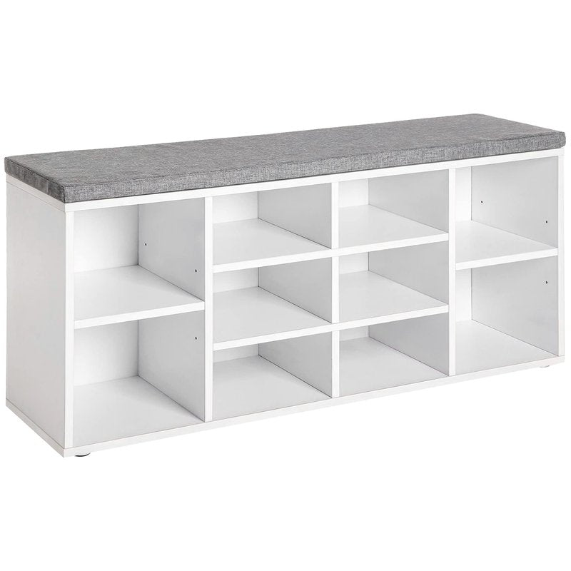 PayLessHere Shoe Bench Storage Bench Entryway Bench Shoe Storage Organizer, 11.8 x 40.9 x 20.7 Inches, with Cushion and 10 Adjustable Compartments for Living Room Entryway Hallway Bedroom
