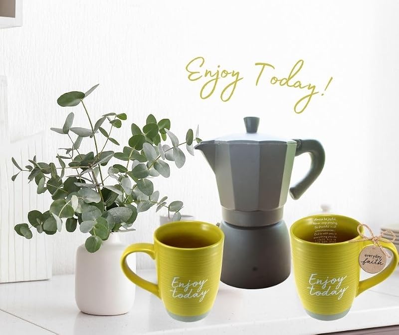Enjoy Today Mustard Yellow 16oz Ceramic Mug - Faith & Inspiration Coffee Cup