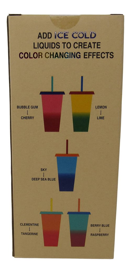 Buc-ee's Color Changing Tumblers, 5 Different Tumblers with Lids and Straws, Holds 25 Ounces Each