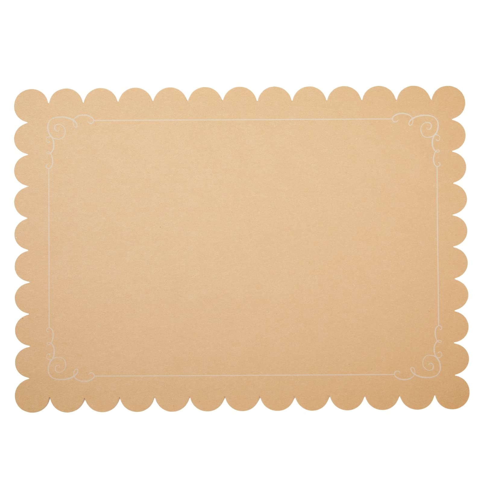 Juvale Scalloped Paper Placemats - Convenient Disposable Placemats - Elegant Table Settings - Paper Chargers for Dinner Plates - Brown, 10 x 14 in