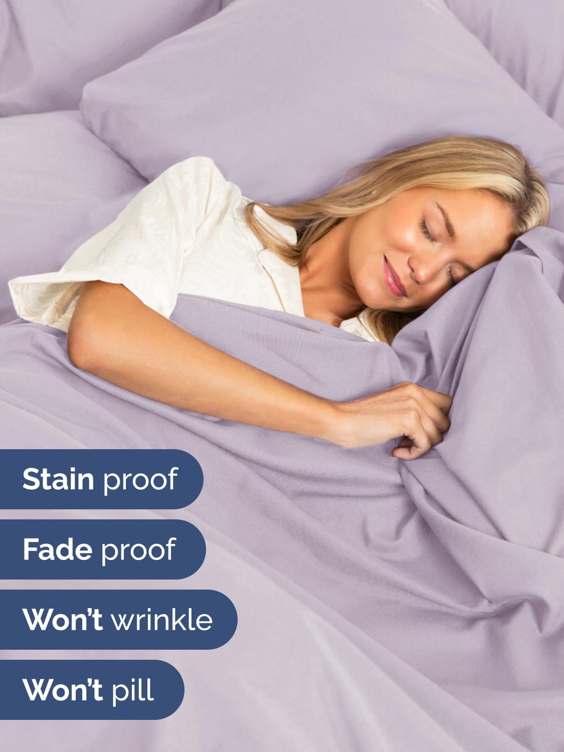 Skiennix Extra Deep Full Sheet Set | 6-Piece Breathable Cooling Bedding - Soft, Wrinkle-Free Light Lavender