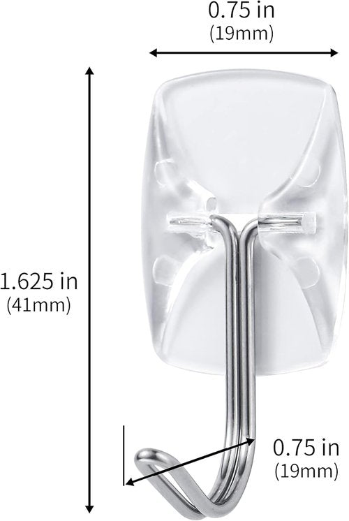 MOVELYST Heavy-Duty Clear Wire Hanger Hooks - 15 Small Hooks + 30 Removable Strips | Damage-Free Wall Solution