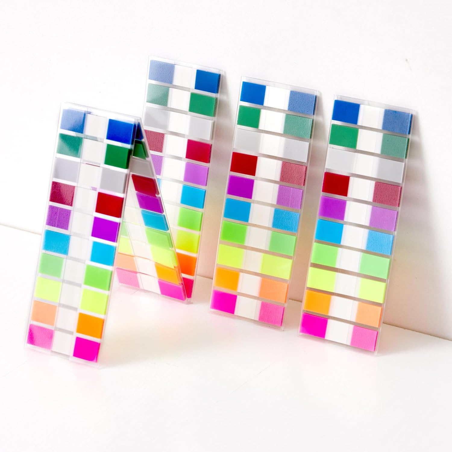 Skiennix Sticky Tabs Notes - 1000 Pcs Transparent Writable Colored Index Tabs | Repositionable File Flags for Office & School