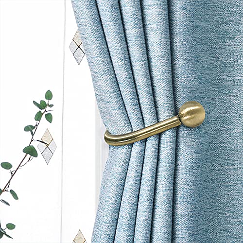 Heavy Duty Brass Metal Curtain Holdbacks, 2-Piece Wall Mounted Drapery Hooks