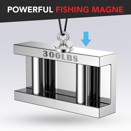 DIYMAG Neodymium Fishing Magnet - 350 Lbs Pulling Force | 1.97 Inch Eyebolt for River Retrieval