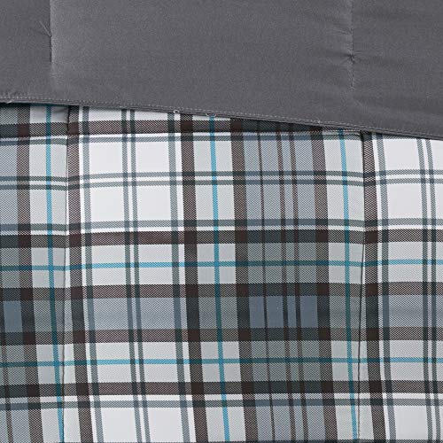 Madison Park Essentials Parkston Plaid Comforter, Matching Sham, 3M Scotchguard Stain Release Cover, Hypoallergenic All Season Bedding-Set, Twin/TwinXL, Grey, 2 Piece