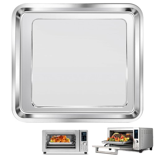Air Fryer Baking Pan for Nuwave Bravo 12 in 1 21 Qt Air Fryer Toaster Oven, 11.2'' * 10.5'' Air Fryer Grill Pan Grill Plate Crisper Plate Rack Parts Accessories Tray, Stainless Steel