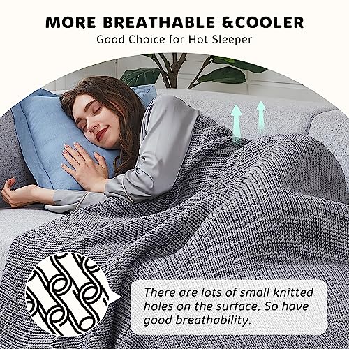Knitted Weighted Blanket 60"x80" 15lbs for Adults - Breathable & Machine Washable