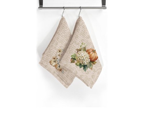 Bnwepo Fall Pumpkin Kitchen Towels, Rustic Fall Harvest Pumpkin Dish Towels, Farmhouse Autumn Hand Towels for Bathroom, 2Pac Set, 16 x 24 inches