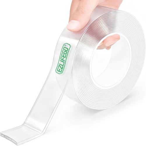 EZlifego Double Sided Tape - Heavy Duty Nano Adhesive for Picture Hanging | 9.85FT Clear Strips