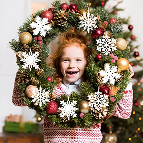 40 Pack 4-Inch White Glitter Snowflake Ornaments for Christmas Tree Decor