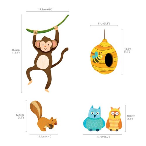 DECOWALL DL4-1709 XLarge Giant Tree and Animals Kids Wall Decals Wall Stickers (59x63 inch) Peel and Stick Removable Wall Stickers for Kids Nursery Bedroom Living Room