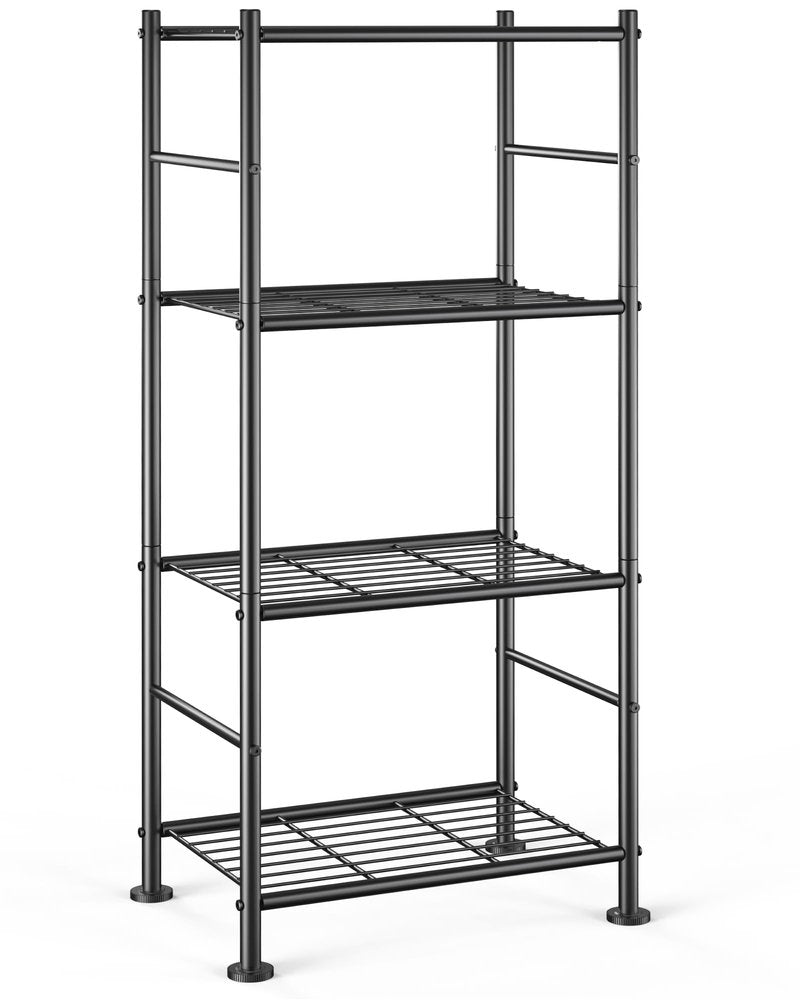 Sakugi Storage Shelves - 4 Tier Shelf Organizer, Sturdy Metal Garage Shelving with Adjustable Leveling Feet, Space-Saving Shelves Organizer for Pantry, Laundry, Kitchen (18" x 12" x 44", Black)