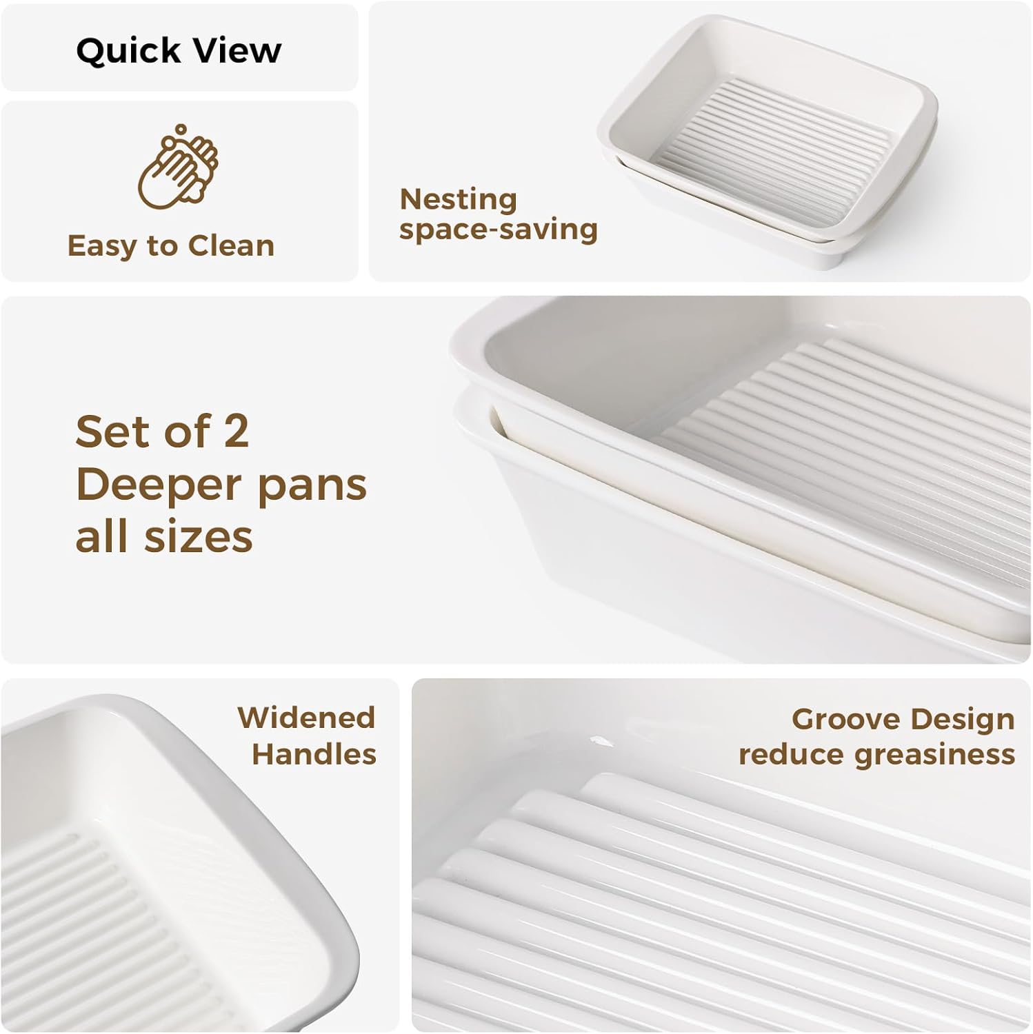 Porcelain Baking Dish Set by [Brand Name] - 9x13 Casserole Dish with Handles | Deep 3.75 Qt for Perfect Lasagna, Microwave & Dishwasher Safe, White