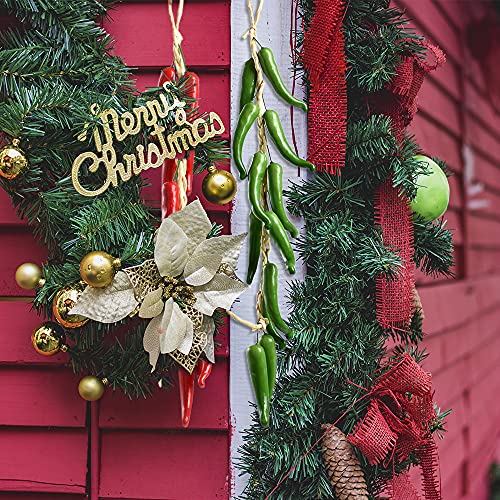 Artificial Hanging Chili Pepper String Set - Lifelike Vegetable Garland 21in