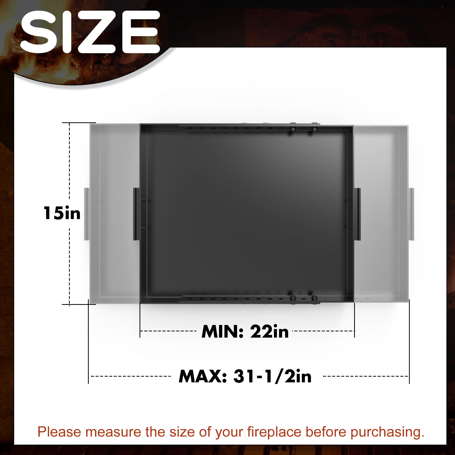 Memrita Fireplace Tray Large Size,Adjustable Ash Pan with Handles for Fireplace Grate Ash Collection,Rectangle Fireplace Pan Extend Length from 22" to 31",Provide a Cleaning Brush