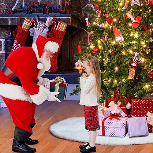 48-Inch White Faux Fur Christmas Tree Skirt - Soft Plush Holiday Decor