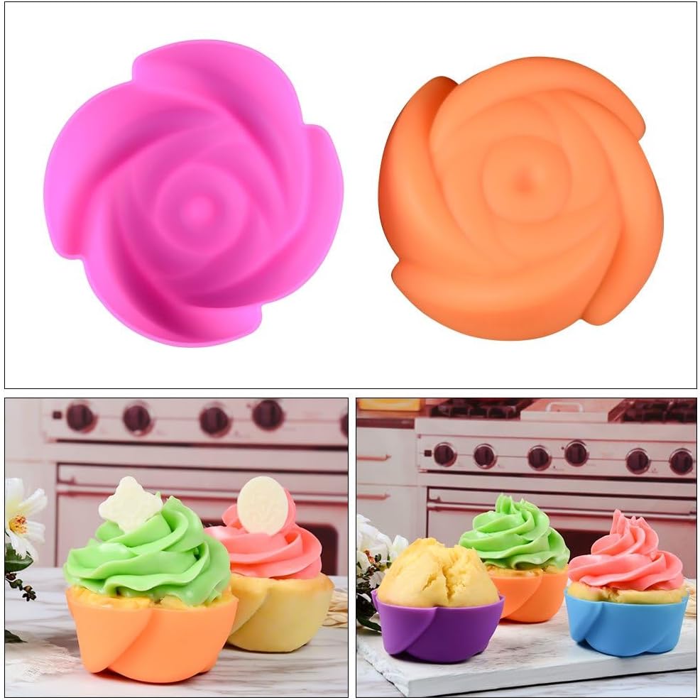 Silicone Baking Cups by [Brand Name] - 24 Pcs Reusable Food-Grade Cupcake Liners in Various Shapes