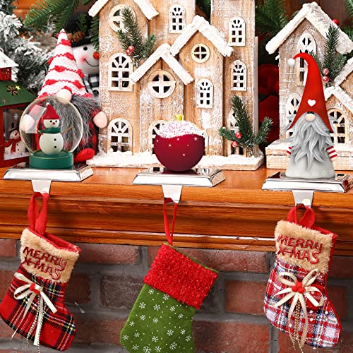 Silver Stainless Steel Christmas Stocking Holders for Mantel - Set of 2