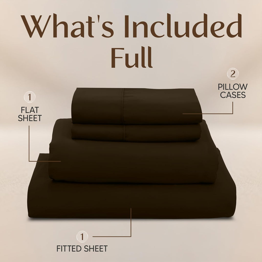 Utopia Bedding Full Size Sheet Set - Soft, Breathable Microfiber, 4-Piece in Brown | Oeko-Tex Certified