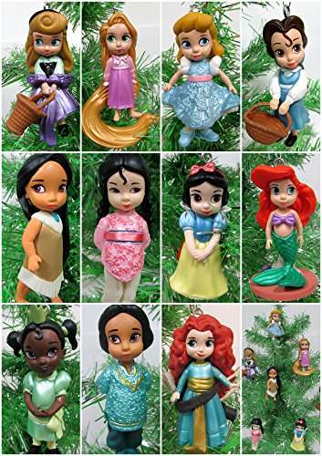 Princess Deluxe 12-Piece Christmas Ornament Set with Random Princesses – Shatterproof