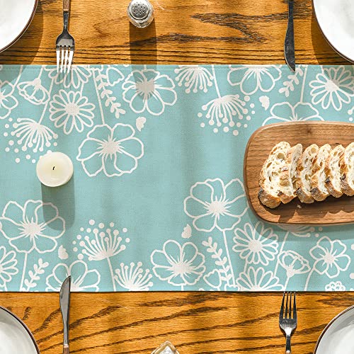 Blue Bloom Flowers Spring Table Runner - 13 x 120 Inch Home Decor