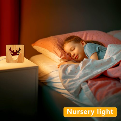Led Baby Child Nursery Night Light Bedside Home Decor Lamp, Room Decor Night Lights for Kids and Adults, Lamps for Bedroom Living Room 3D Shadow Lamp-Deer