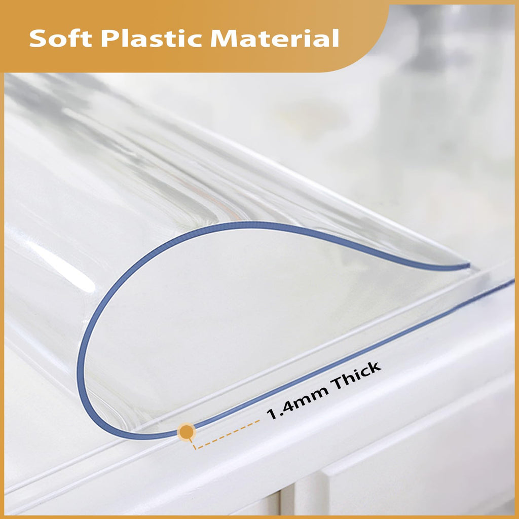 ProsperJoyChant Clear Table Protector 42 x 78 Inch, 1.4mm Thick Waterproof PVC Plastic Table Cover, Durable Table Pad for Dining Room, Kitchen, Writing Desk, and Coffee Tables