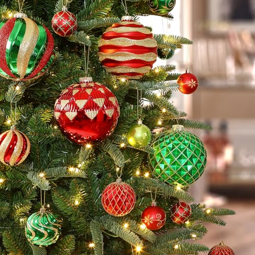 Alupssuc 6'' Christmas Ball Ornaments Set of 4 - Red, Green & Gold