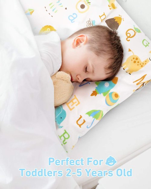 Babebay Toddler Pillow - Soft Cotton, Machine Washable | 13x18 Inches for Comfortable Sleep