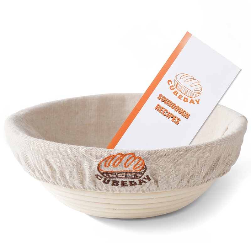 CUBEDAY Banneton Bread Proofing Basket,Sourdough Banneton Basket – 9” Premium Handwoven Brotform with Liner for Bakery-Perfect Sourdough & Rustic Loaves, Proofing Basket for Sourdough Bread Baking