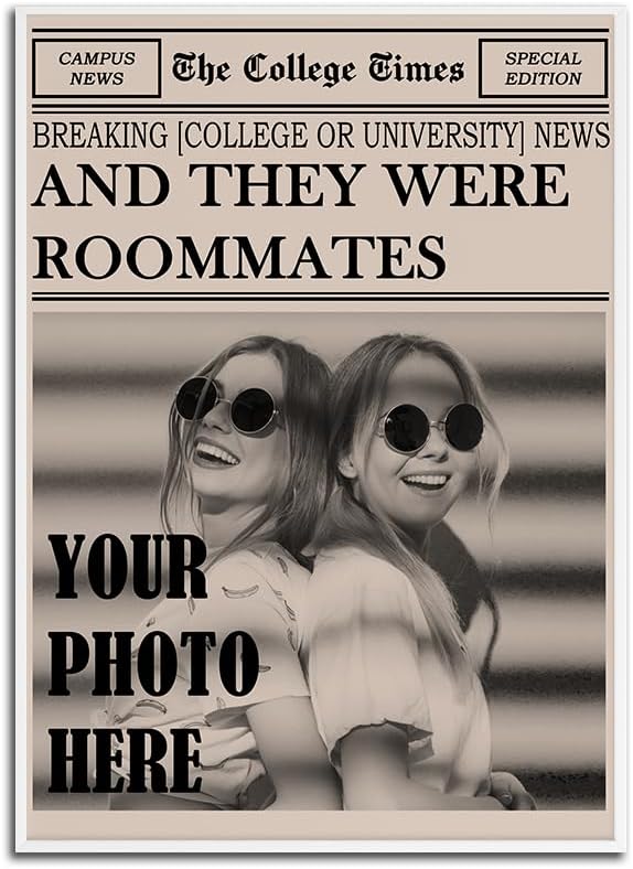 Skiennix Personalized Dorm Posters - Trendy Black and White Wall Art for College Girls | Roommates Design