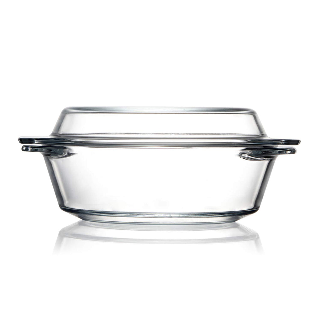 Clear Round Glass Casserole With Lid Glass Bakeware Easy Grab Baking Dish,Microwave, Oven, Freezer, and Dishwasher Safe (0.65L)