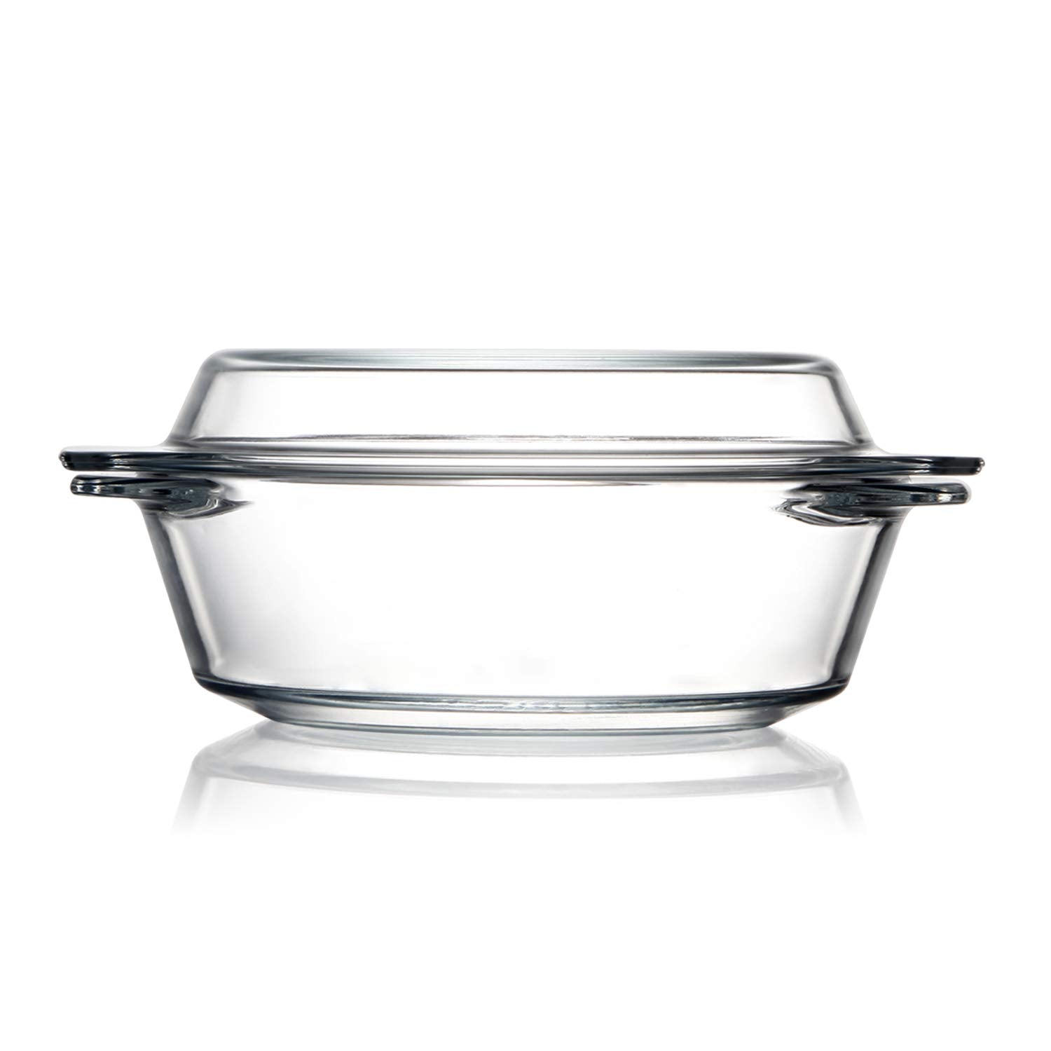 Clear Round Glass Casserole With Lid Glass Bakeware Easy Grab Baking Dish,Microwave, Oven, Freezer, and Dishwasher Safe (0.65L)