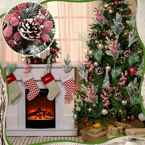 Norme 60-Piece Christmas Greenery Picks Snow Cones for DIY Holiday Decor