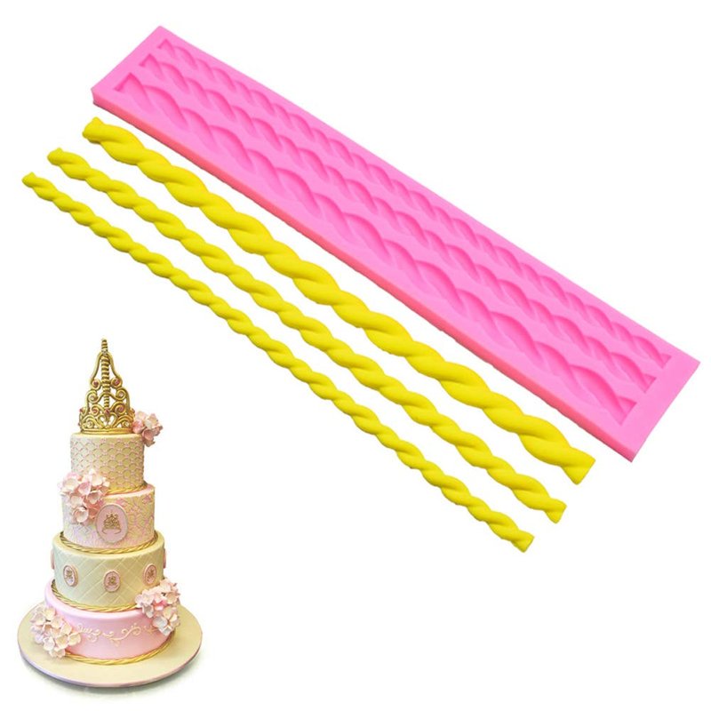 Rope & Leaf Strip Cake Border Molds Silicone Cupcake Fondant Cake Decorating Tools Candy Chocolate Gumpaste Moulds Pack of 2